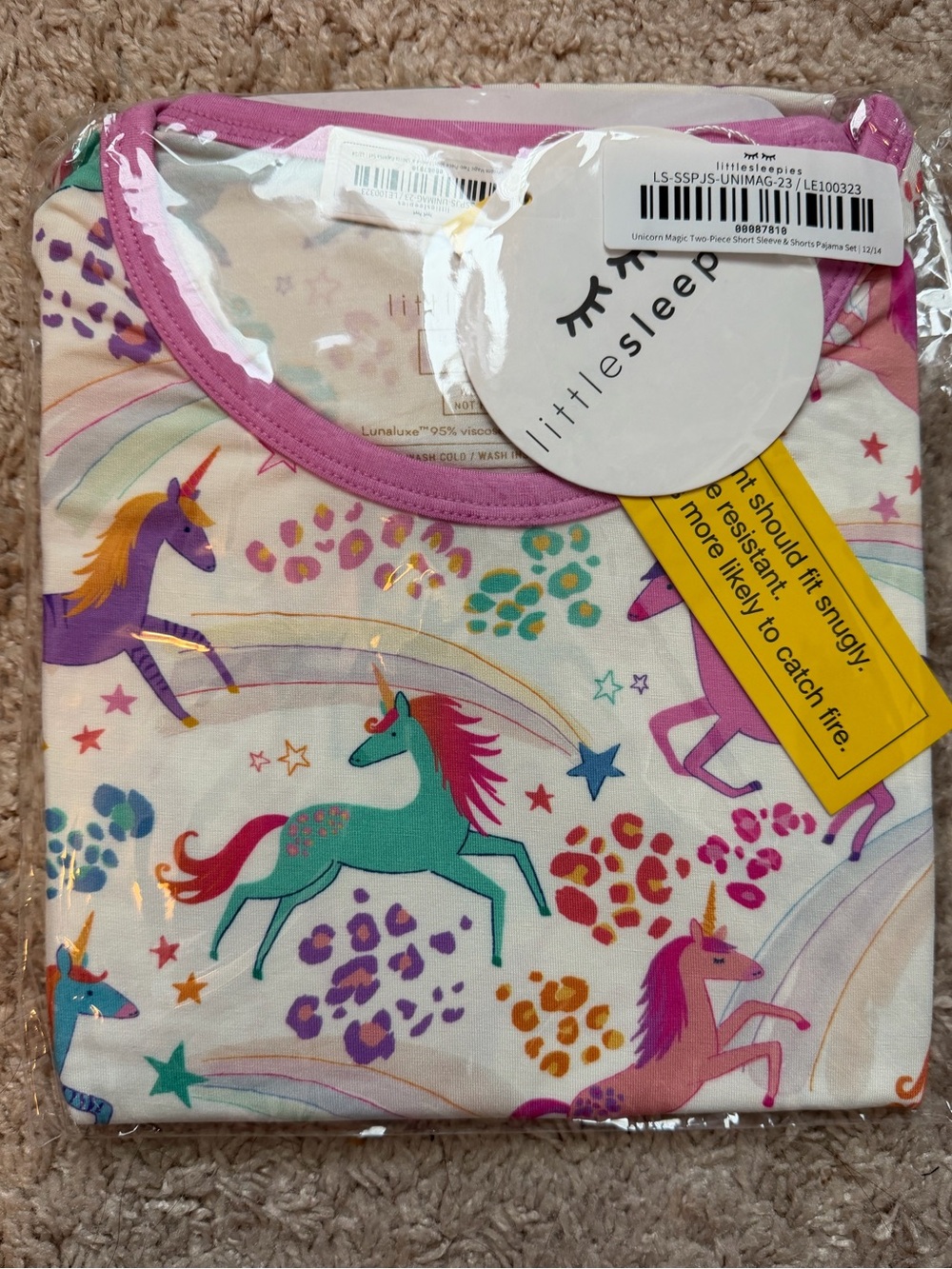 NWT Little Sleepies Unicorn Magic Shorts PJ Set